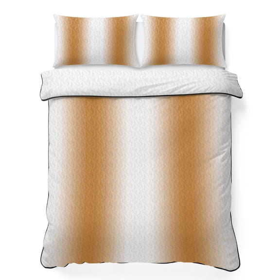 Twin XL Quilt Set 68''x98'', Burnt Orange White Ombre Bedspread Coverlet with 2 Pillow Shams, Modern Abstract Art Farmhouse Gradient Breathable All Season Quilt Bedding for Dorm/Guest Room