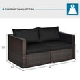 thumbnail image 2 of Patiojoy Ensemble de Canapé d'Angle en Osier pour Patio 2 Pcs Causeuse en Rotin avec Coussins Amovibles Noir, 2 of 7