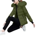 thumbnail image 5 of Womens Tops Long Sleeve Winter Jacket Hood Waist Overcome Outer Coats Jacket with Pocket,Blouse for Women Army Green M, 5 of 6