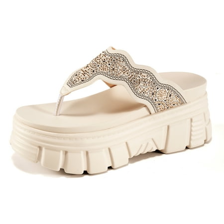 Image of Women s Platform Flip Flop Comfortable Soft Wedge Summer Thong Sandals