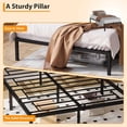 thumbnail image 4 of Negra metal platform marco de cama in queen size, 14-pulgada, con almacenamiento space, high bearing capacity, heavy-duty y sturdy, no box spring required, easy to assemble, 4 of 5