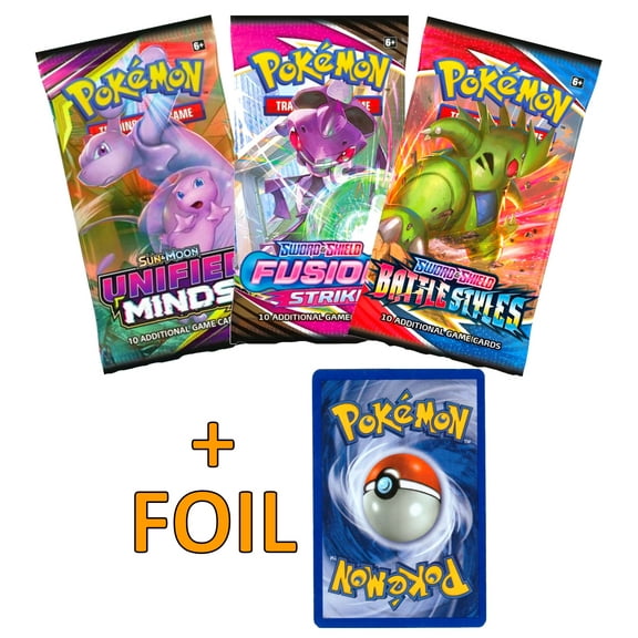 Pokemon 3 Booster Packs & 1 Random Foil