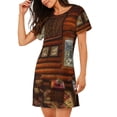 thumbnail image 2 of Disketp Log Cabin Inside para Camisón Corto de Manga Corta para Mujeres, Camisón Cómodo con Escote Redondo, Bonito y Confortable, 2 of 6