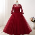 thumbnail image 5 of Glisme Fashion Girls Dresses Size 10-11 Y Kids Performance Formal Dress Flower Lace Wedding Dress Bowknot Party Gown Wine Sundress For Girl, 5 of 7