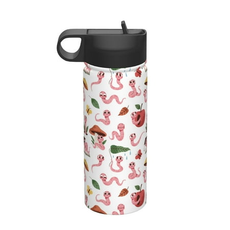

Salouo Cute Animal Pattern 18 oz Water Bottle With Straw Stainless Steel Sports Water Cup Flask Wide Mouth Travel Thermal Mug for Home Office Car
