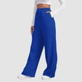thumbnail image 2 of Mohiass Straight Leg Sweatpants for Women Casual Elastic Drawstring High Waisted Joggers Wide Leg Lounge Pants with Pockets Dark Blue 2XL, 2 of 7