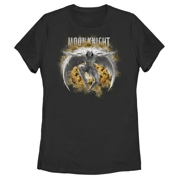 Women's Marvel: Moon Knight Jumping Into Action Graphic Tee Black Medium