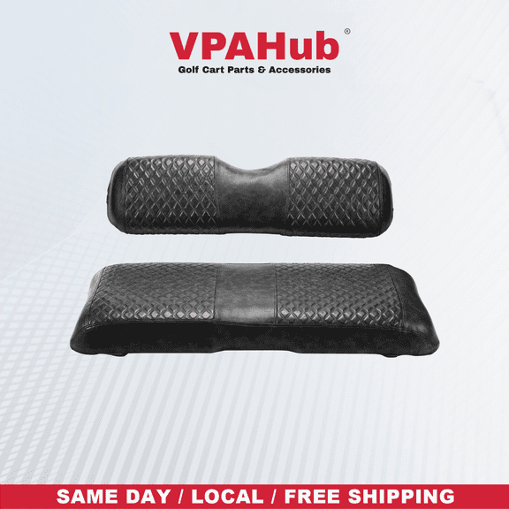 VPAHub Golf Cart Diamond Front Seat Cover Kit, Fits EZGO TXT 1994-2013/ EZGO RXV, OEM Standard Front Seat Cushion, Premium Thick PU Leather, Luxurious Diamond Look, Anti-Scratch, Anti-Fading (Black)