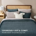 thumbnail image 2 of EVERGRACE Velvet Quilt King Size, Luxury Velvet Bedding Set, Ultra Soft Ruched Quilt Sets, Lightweight Comforter Vintage Textured Bedspread Coverlet with 2 Shams for All Season, Stormy Blue, 2 of 8