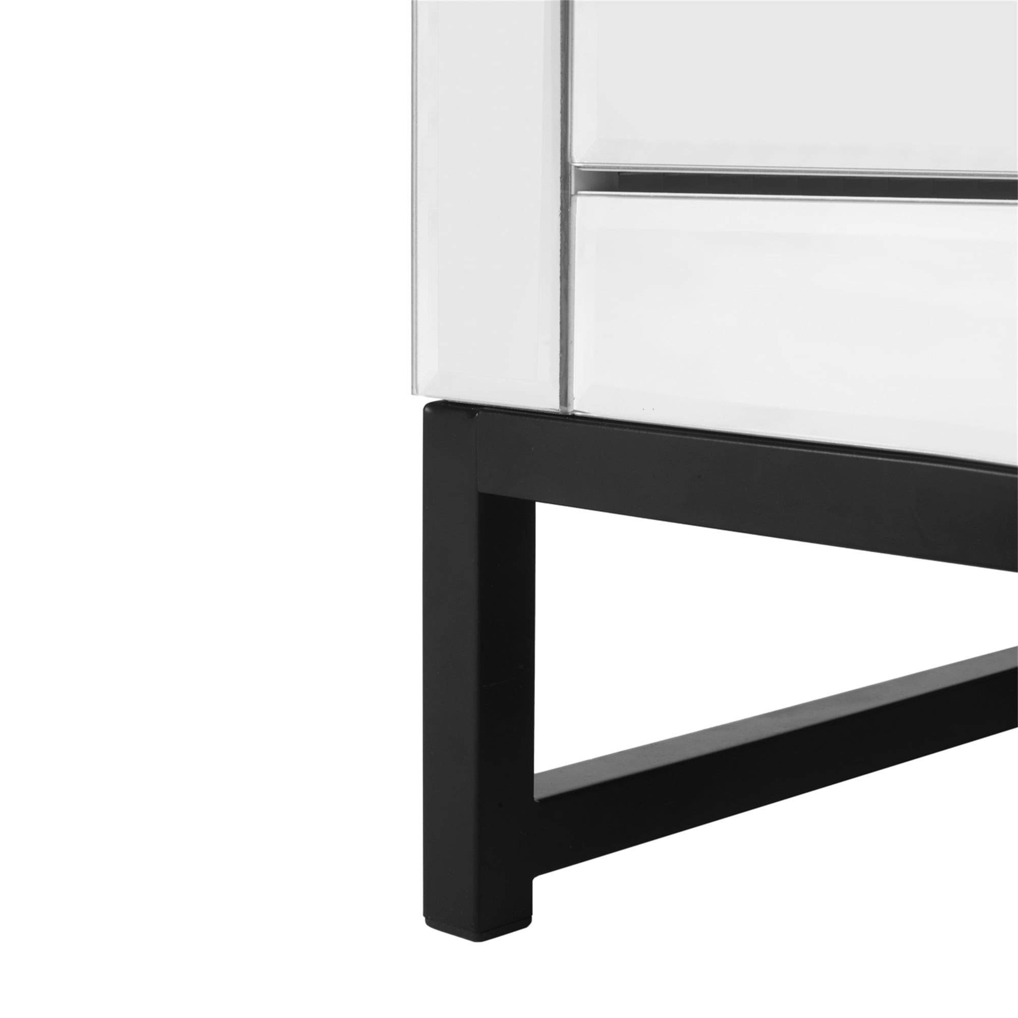 Resenkos Modern Mirrored Nightstand with 2 Drawers, Mirror Accent Silver Table for Living Room/Bedroom