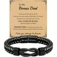 thumbnail image 3 of Men's Black Braided PU Leather Bracelet – Meaningful Gift For Boyfriend, Husband, Or Dad,7.5"-White-To My Grandpa, 3 of 13