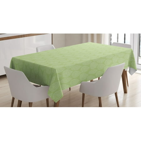 

Green and White Tablecloth Stylized Abstract Leafage Modern Art Style Ornament Fresh Nature Rectangular Table Cover for Dining Room Kitchen 60 X 84 Inches Pistachio Green White by Ambesonne