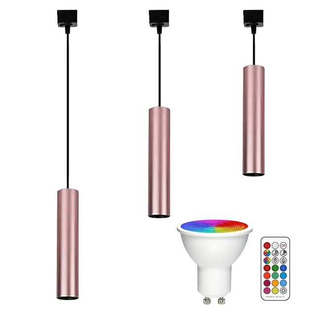 FSLiving Éclairage de Piste Linéaire Type J, Projecteur LED Réglable Télécommande, Changement de Couleur RGB Réglable Blanc GU10 Minuterie Ampoule Lumières 7.9 Po Juno Monté sur Piste pour Bar Island, Marron