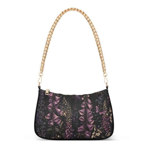 FORMRS Womens Shoulder Bag with Chain Strap Clutch Purse Cute Tote Handbag, Dark Gothic Floral
