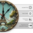 thumbnail image 3 of Eiffel Tower Paris Wall Clock 10 Inch Silent Non Ticking Round Clock Decoration for Living Room Kitchen Bedroom Bathroom Office Classroom, 3 of 8