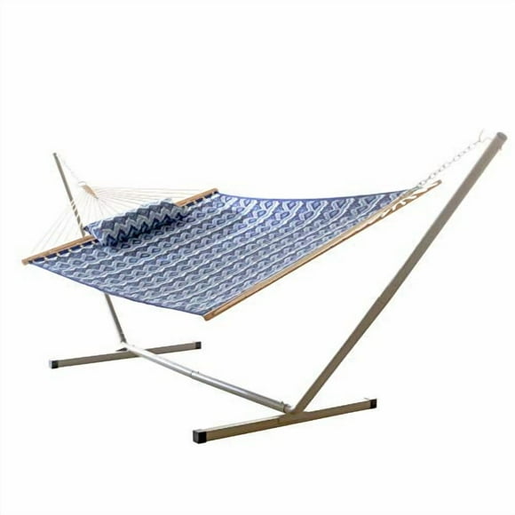 Castaway Living Grand Hamac Matelassé 2 Personnes avec Support Démontable Gain de Place et Oreiller Détachable - Ikat, Construction Robuste, 10 Pi x 52 Po, Capacité de 350 lbs