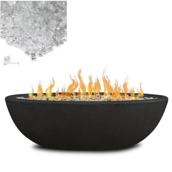 Home Square 2-Piece Set with Oval Propane Fire Bowl and Fire Glass