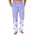 thumbnail image 2 of Men's Fashion Small Heart Print Casual Pants, Drawstring Elastic Waist Lounge Trousers for Valentine's Day Gift and Home,Purple,M, 2 of 5
