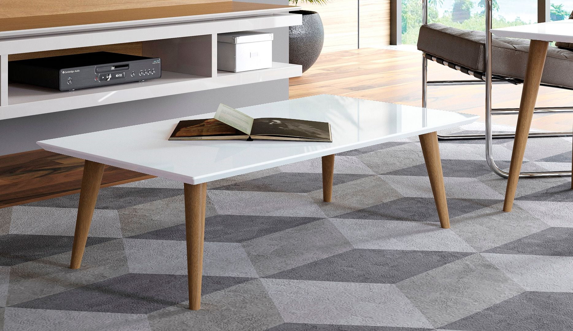 Manhattan Comfort Utopia Engineered Wood Coffee Table in White Gloss
