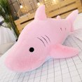 thumbnail image 3 of Tiburón gigante de felpa bordada para niños, muñeco de animales acuáticos, estrella de juguete, azul, rosa, gris, acurrucarse, regalo de Navidad, 50-150cm, 3 of 5