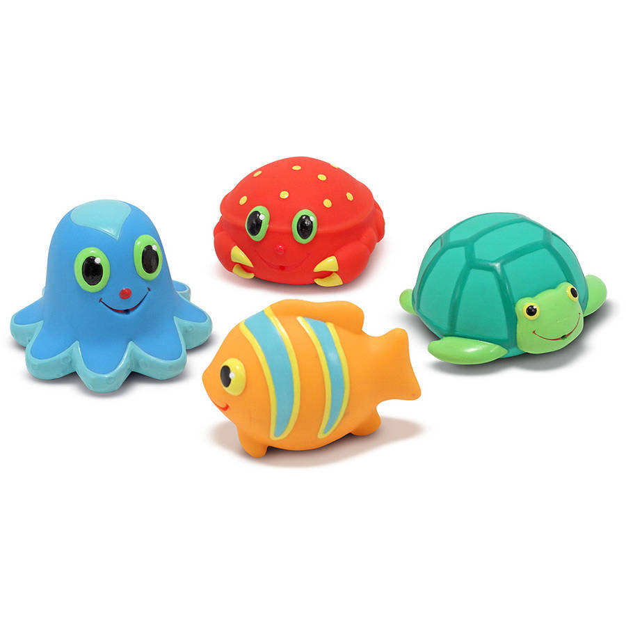 Melissa & Doug Sunny Patch Seaside Sidekicks Squirters With 4 Squeeze-and-Squirt Animals - Water Toys for Kids