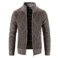 thumbnail image 3 of Chiccall Mens Cardigan Sweaters Casual Full Zip Stand Collar Knitted Sweater Fleece Lined Cardigans with Pocket, 3 of 5