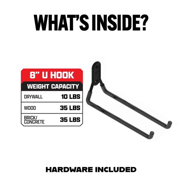 SMART T 8-Inch Heavy Duty U-Hook Wall Storage, Black photo 3