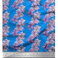 thumbnail image 1 of Soimoi Blue Poly Georgette Fabric Purple Floral Fabric Prints by Yard 52 Inch Wide, 1 of 1