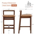 thumbnail image 4 of Zesthouse 25.8" Wooden Counter Height Stools Set of 2, Mid Century Bar Stools with Paper Cord Backrest & Walnut Tone Wood Legs, Farmhouse Faux Leather Upholstered Barstools for Kitchen Island, Brown, 4 of 12