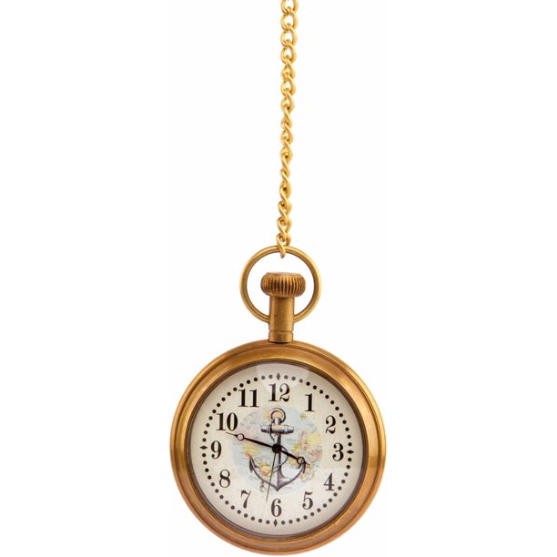 Royal Antique style brass pocket watch, Anchor print dial