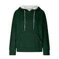 thumbnail image 5 of Kaprioy Womens Hoodies Casual Long Sleeve Drawstring Waffle Pullover Tops Loose Hooded Sweatshirt with Pocket Dark Green, XL, 5 of 6