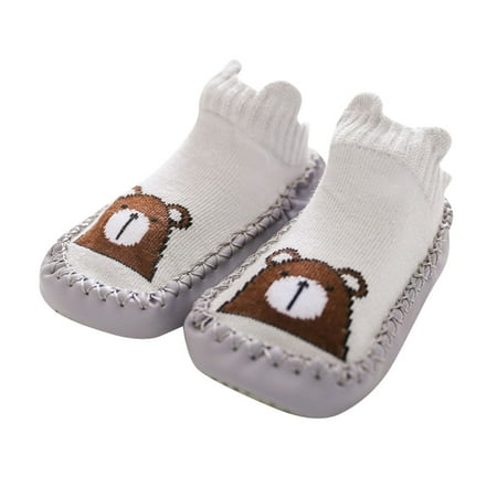 

GEjnmdty 1pair Cotton Baby Sock 12-24 Months Toddler Walking Sock Gift (PD1 Gray Bear)