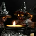 thumbnail image 5 of Darzheoy Halloween Cat Candle Holder Black Resin Tealight Holder for Spooky Decorations, Home Table Mantel Halloween Party Display, 5 of 9