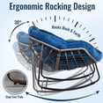 thumbnail image 3 of HONEY HOME Outdoor Papasan Rocking Chair, Oversized Indoor Rocking Chair with Cushion, Rattan Wicker Egg Chairs with Steel Frame, Porch Rocker Chairs Furniture for Garden Lawn Bedroom Living Room, 3 of 7
