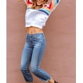 thumbnail image 4 of HLSOHJP Women's Rainbow Print Sweatshirt Long Lantern Sleeve Colorful Striped Color Block Pullover Tops Casual Jumpers, 4 of 6