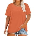 thumbnail image 2 of Tittly Womens T Shirts Women Graphic Tees Plus Size Shirts for Women Plus Size Round Neck Short Sleeve T Shirt For Women; Summer Loose T Shirt Casual Top. Orange, 2 of 5