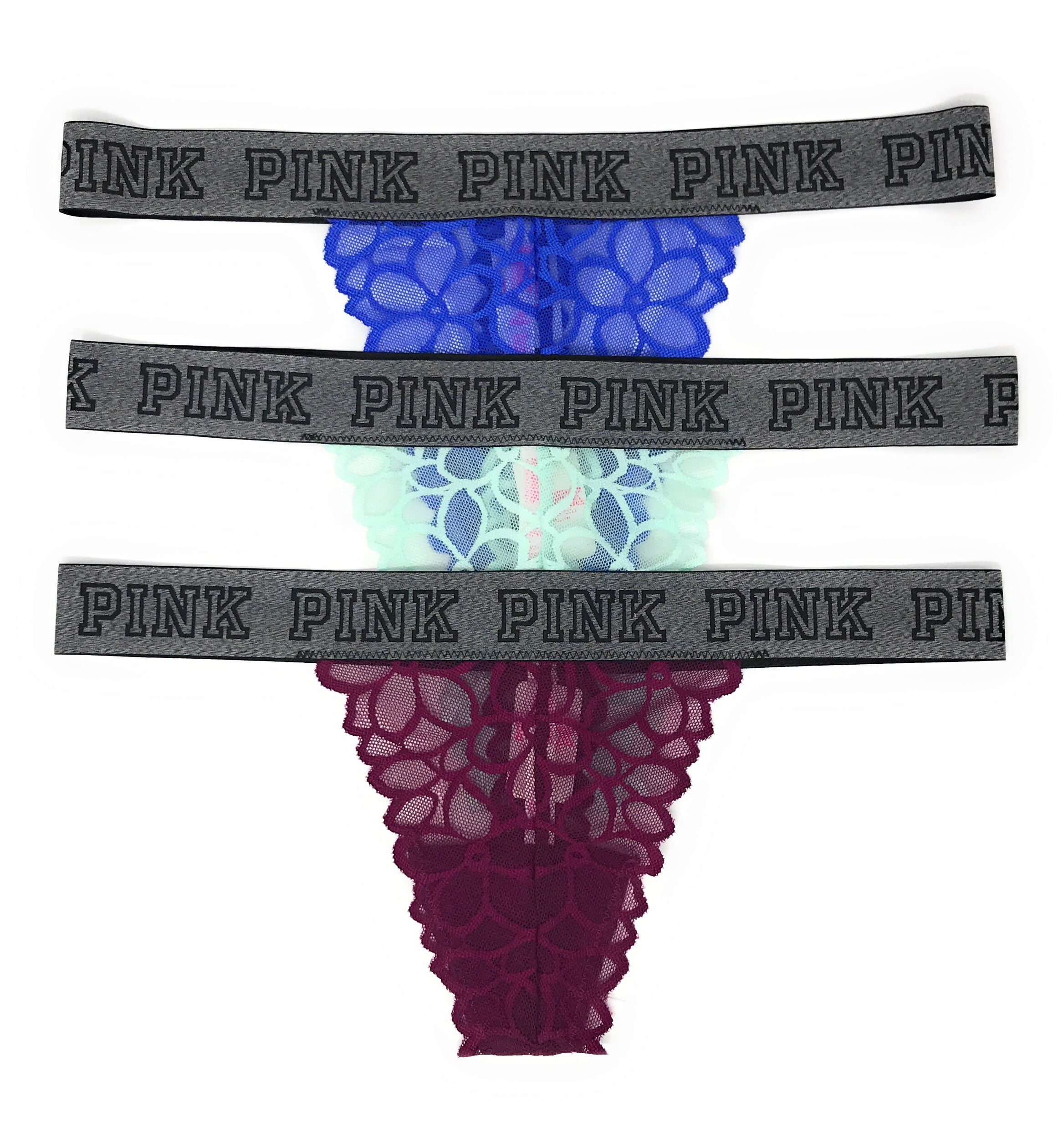 Victoria's Secret PINK Logo Thong Panty Set of 3