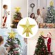 thumbnail image 3 of Árbol de Navidad con luz en forma de estrella, árbol de Navidad con forma de estrella y proyector de copos de nieve LED giratorios, estrella navideña dorada en 3D para interiores y exteriores, 3 of 5