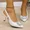 WHITE, variant on Elegant Women's Crystal Buckle Pointed Toe High Heel Sandals Back Strap Pumps for Wedding Party