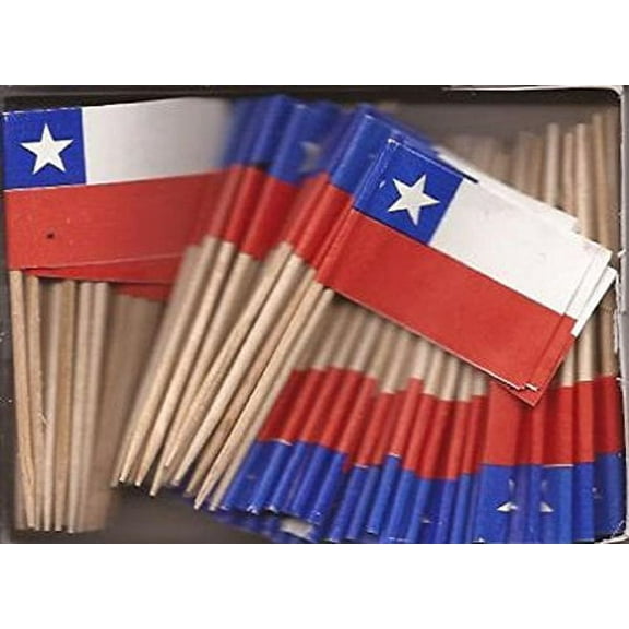25 Box Wholesale Lot of Chile Toothpick Flags, 2500 Small Mini Chilean Flag Cupcake Toothpicks or Cocktail Picks
