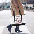 thumbnail image 4 of FORMRS Laptop Tote Bag for Women with 15.6" Computer Compartments Handbag, White Cute Cat, 4 of 7