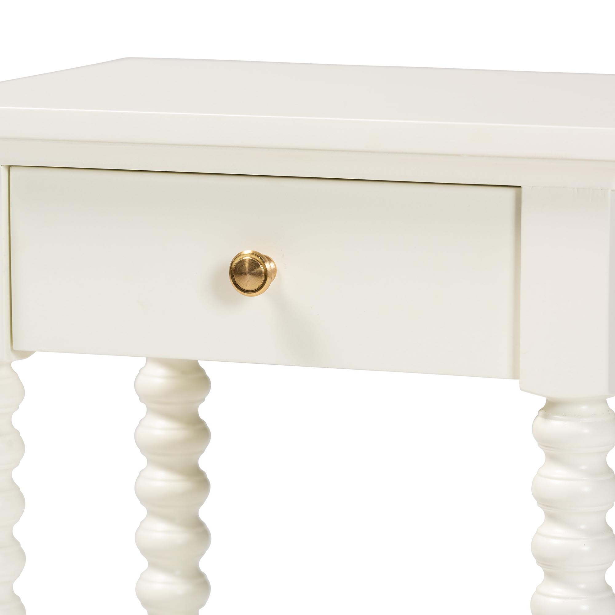 bali & pari Terentia Mid-Century Nightstand, 1-Drawer, White