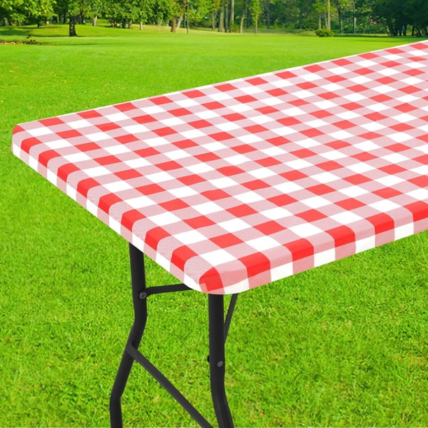 Mantel rectangular Smiry para pícnic, impermeable, 180 x 75 cm, color blanco y rojo