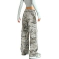 thumbnail image 3 of Camo Pants Women High Waisted Wide Leg Casual Camoflage Cargo Pants Baggy Elastic Waist Straight Jeans Trousers, 3 of 9
