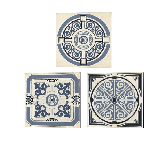 Metaverse June Erica Vess 'Indigo Motif A' Canvas Art (Set of 3)