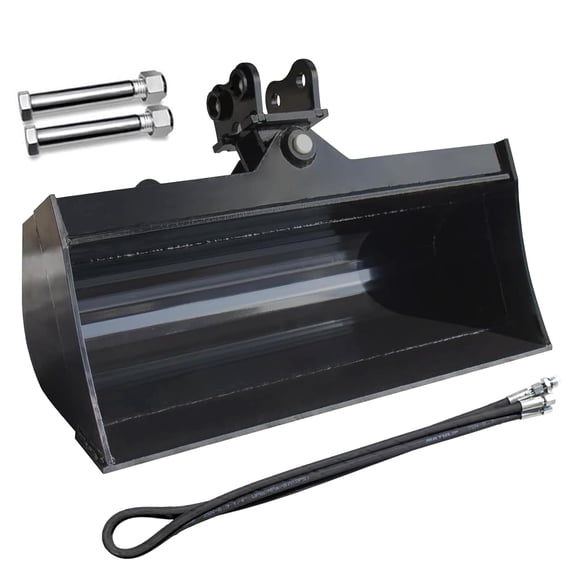 Mini Excavator Hydraulic Tilting Bucket 39.4inch/1000mm Metal Bucket with Two Pins  Excavator Attachments for Digging