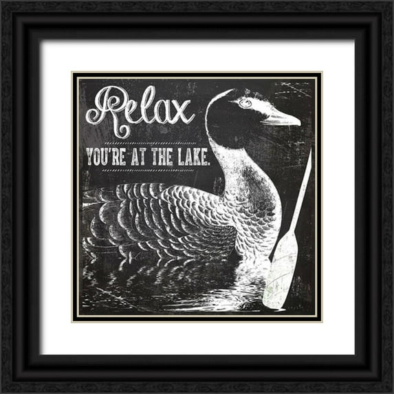 Sophie 6 20x20 Black Ornate Wood Framed with Double Matting Museum Art Print Titled - Relax Youre at the Lake