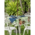 thumbnail image 4 of Outdoor Tablecloth with Umbrella Hole Zipper Christmas Green Round Tablecloth 60" Waterproof Outside Table Cloth Xmas Cute Elk Winter Leaves Cartoon Snowflake Patio Table Cover Tablecloths for Picnic, 4 of 8