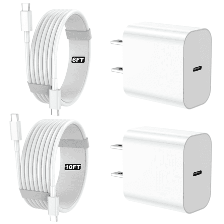 iPhone 15 Charger, 2 Pack 30W PD Adapter wall Fast Charger with 6&10ft USB C to C Cable for iPhone 15/iPad/Macbook/Samsung