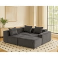 thumbnail image 4 of Luxurious Grey Corduroy Modular Sectional Sofa - 4-Seater, 111" Wide, No Assembly, Soft Plush Feel, Modern Living Room Furniture, China, 4 of 14